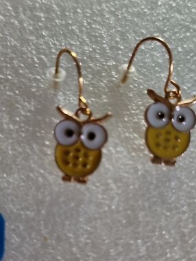 Hand Crafted Yellow Owl Earrings